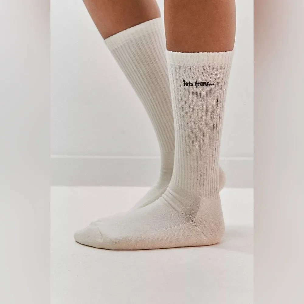 New Urban Outfitters iets frans... White Recycled Crew Socks One Size
